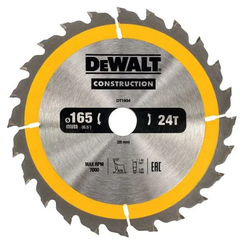 DT1934-QZ Dewalt Sågklinga 165 x 20 mm, 24T Endast denna vecka